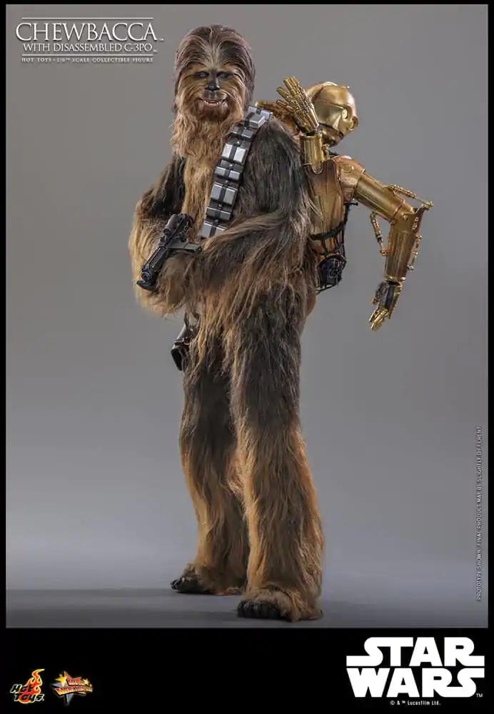 Star Wars Episode V Movie Masterpiece akční figurka 1/6 Chewbacca s rozebraným C-3PO 36 cm fotografii produktu