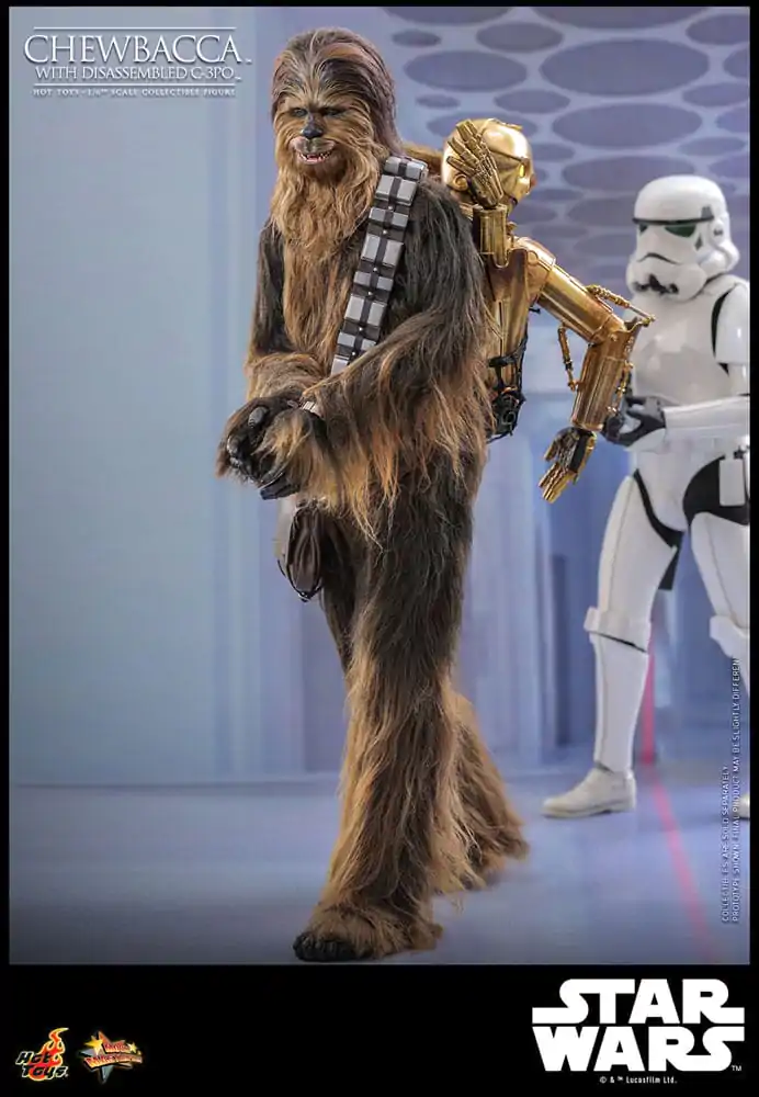 Star Wars Episode V Movie Masterpiece akční figurka 1/6 Chewbacca s rozebraným C-3PO 36 cm fotografii produktu