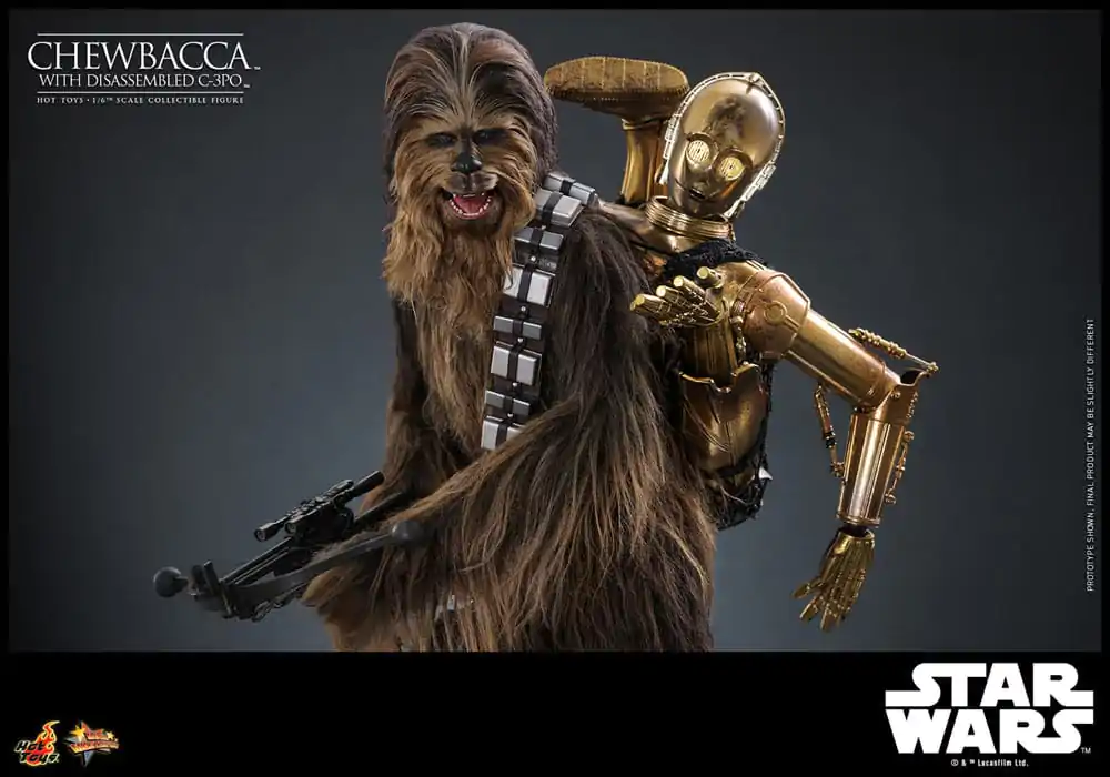 Star Wars Episode V Movie Masterpiece akční figurka 1/6 Chewbacca s rozebraným C-3PO 36 cm fotografii produktu