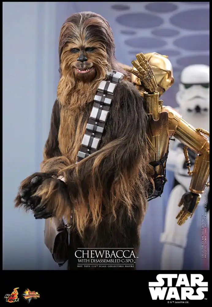 Star Wars Episode V Movie Masterpiece akční figurka 1/6 Chewbacca s rozebraným C-3PO 36 cm fotografii produktu