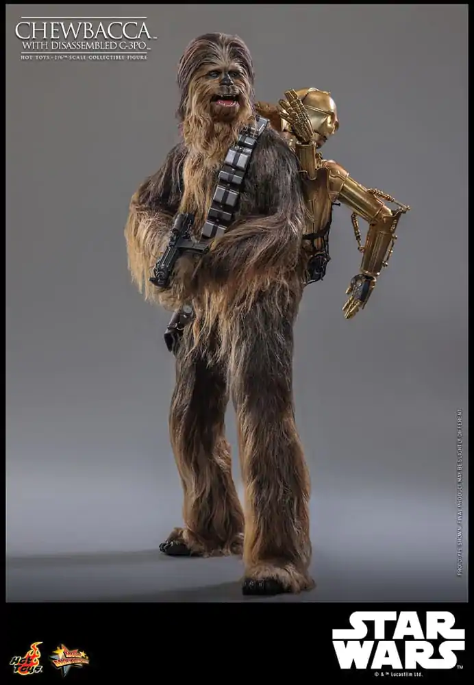 Star Wars Episode V Movie Masterpiece akční figurka 1/6 Chewbacca s rozebraným C-3PO 36 cm fotografii produktu