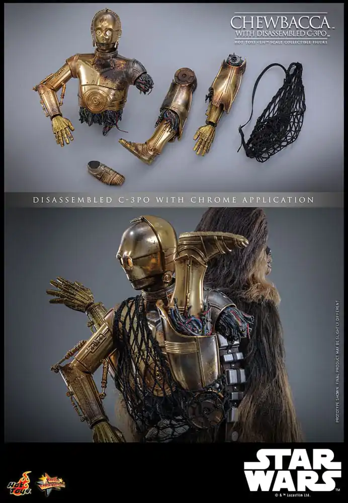 Star Wars Episode V Movie Masterpiece akční figurka 1/6 Chewbacca s rozebraným C-3PO 36 cm fotografii produktu