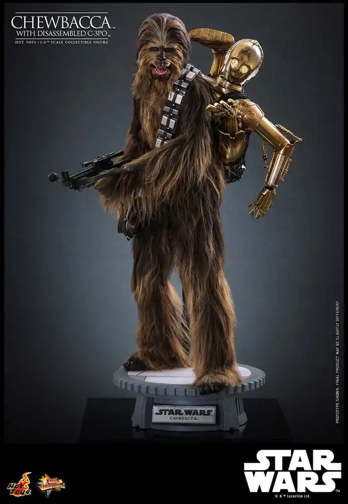 Star Wars Episode V Movie Masterpiece akční figurka 1/6 Chewbacca s rozebraným C-3PO 36 cm fotografii produktu