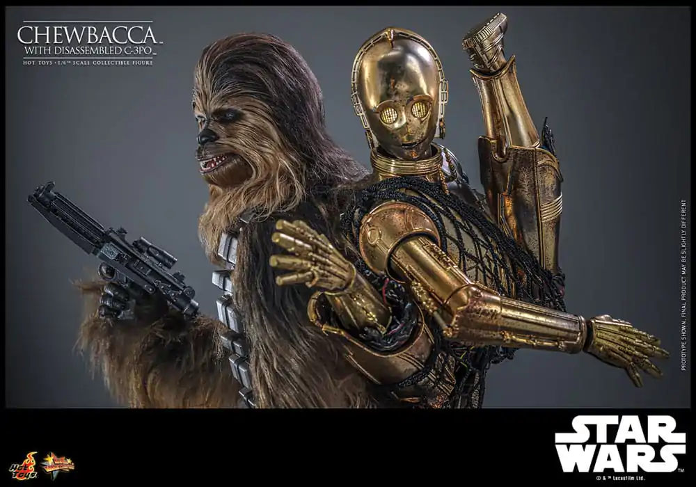 Star Wars Episode V Movie Masterpiece akční figurka 1/6 Chewbacca s rozebraným C-3PO 36 cm fotografii produktu