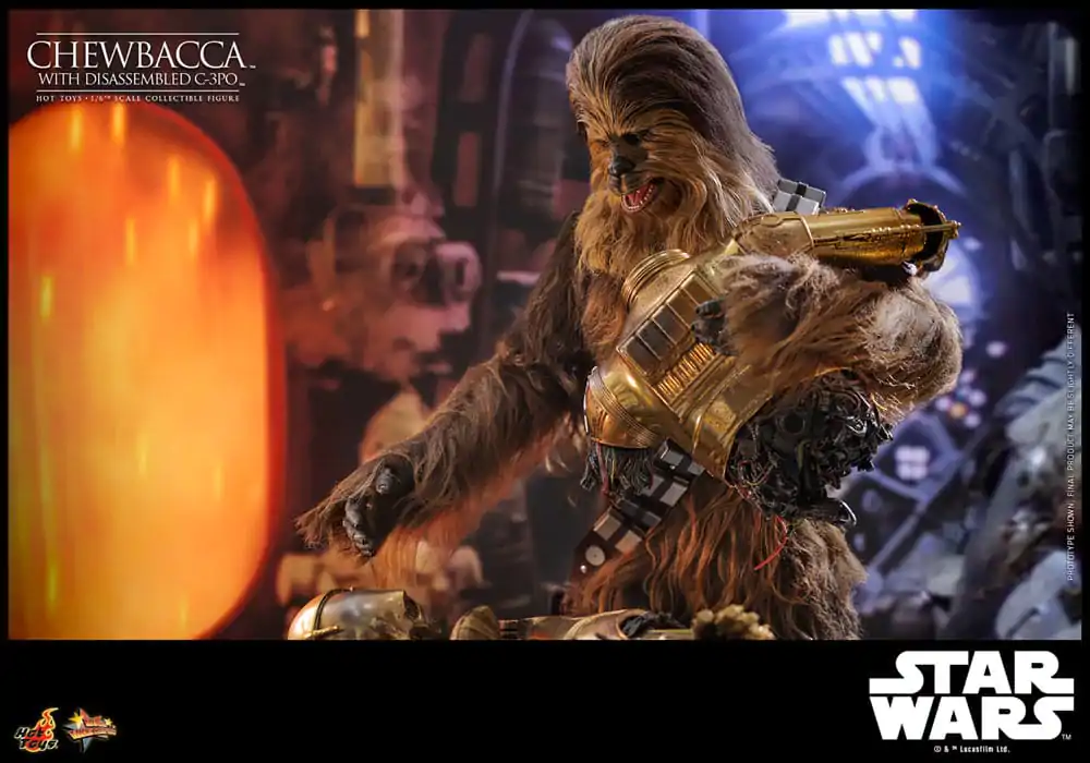 Star Wars Episode V Movie Masterpiece akční figurka 1/6 Chewbacca s rozebraným C-3PO 36 cm fotografii produktu