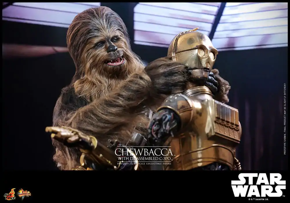 Star Wars Episode V Movie Masterpiece akční figurka 1/6 Chewbacca s rozebraným C-3PO 36 cm fotografii produktu