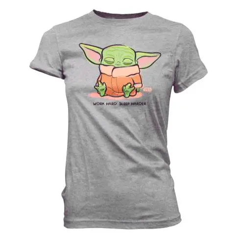Star Wars Mandalorian Cute Yoda The Child Sleeping Grey dámské tričko fotografii produktu