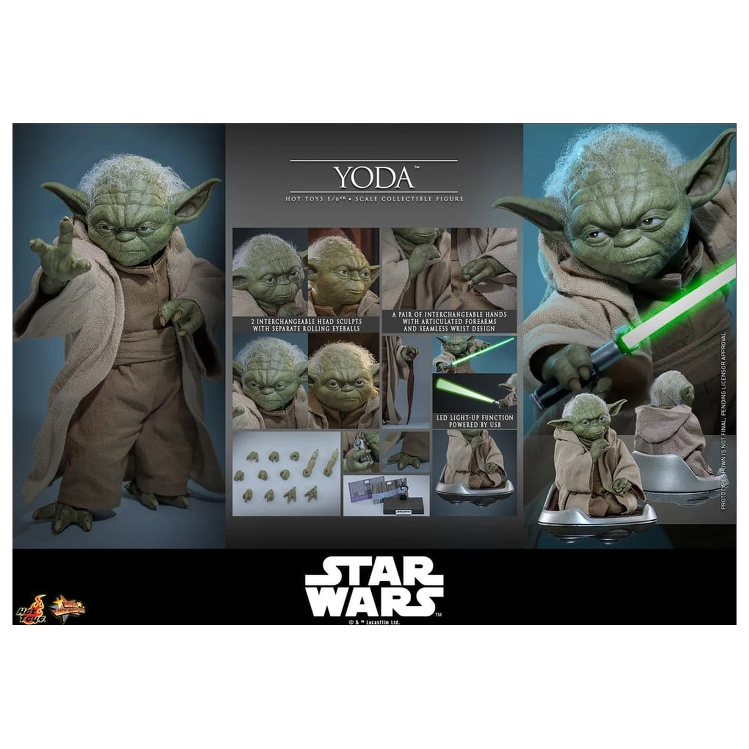 Star Wars: Revenge of the Sith Movie Masterpiece akční figurka 1/6 Yoda 14 cm fotografii produktu