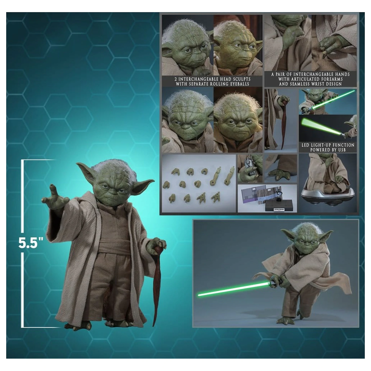 Star Wars: Revenge of the Sith Movie Masterpiece akční figurka 1/6 Yoda 14 cm fotografii produktu