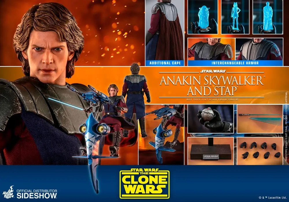 Star Wars The Clone Wars akční figurka 1/6 Anakin Skywalker & STAP 31 cm fotografii produktu