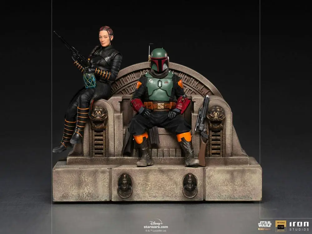 Star Wars The Mandalorian Deluxe Art Scale Statue 1/10 Boba Fett & Fennec on Throne 23 cm Socha fotografii produktu
