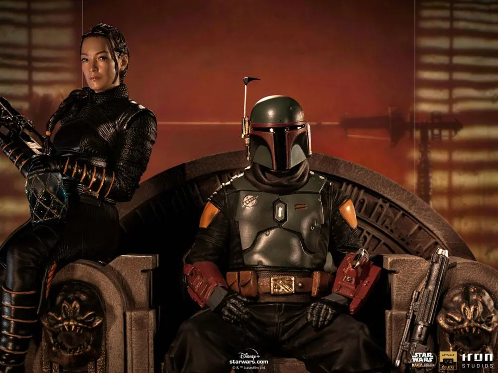 Star Wars The Mandalorian Deluxe Art Scale Statue 1/10 Boba Fett & Fennec on Throne 23 cm Socha fotografii produktu