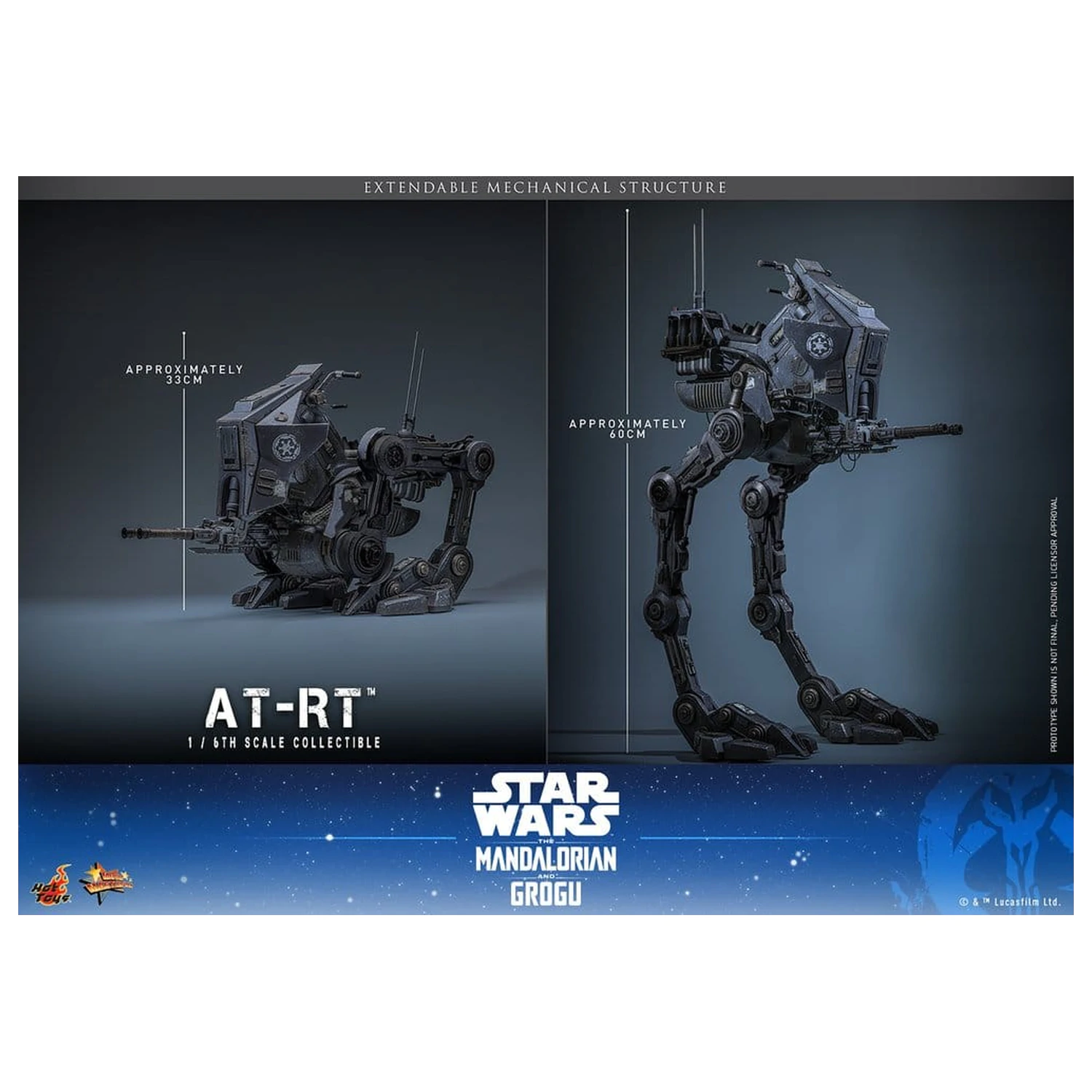 Star Wars: The Mandalorian & Grogu Movie Masterpiece akční figurka a set 1/6 Imperial Remnant AT-RT Driver & AT-RT 60 cm fotografii produktu