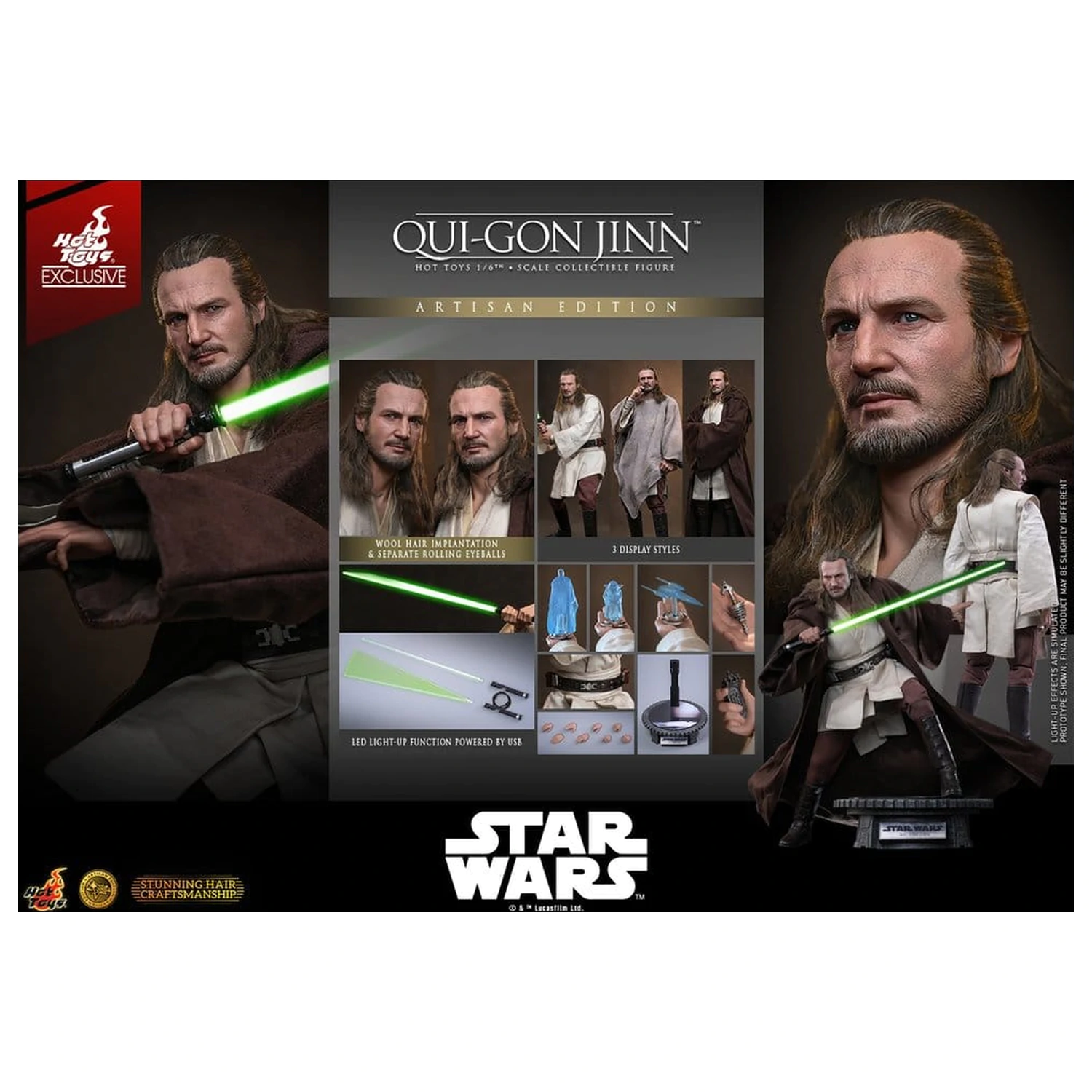 Star Wars: The Phantom Menace Movie Masterpiece Akční figurka 1/6 Qui-Gon Jinn (Artisan Edition) Hot Toys Exclusive 32 cm fotografii produktu