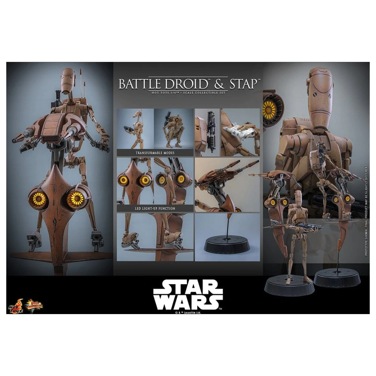 Star Wars: The Phantom Menace Movie Masterpiece Sběratelská figurka Set 1/6 Battle Droid & STAP 32 cm fotografii produktu