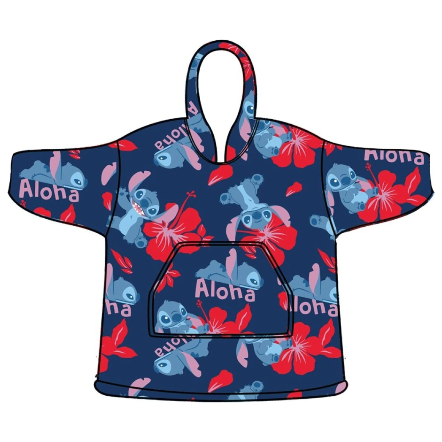 Stitch Aloha Dospělé nositelná plyšová fleecová deka poncho fotografii produktu