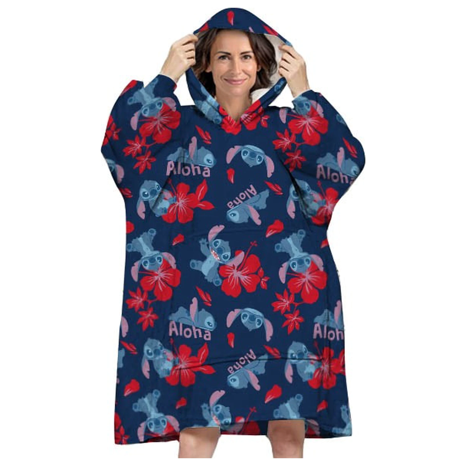 Stitch Aloha Dospělé nositelná plyšová fleecová deka poncho fotografii produktu