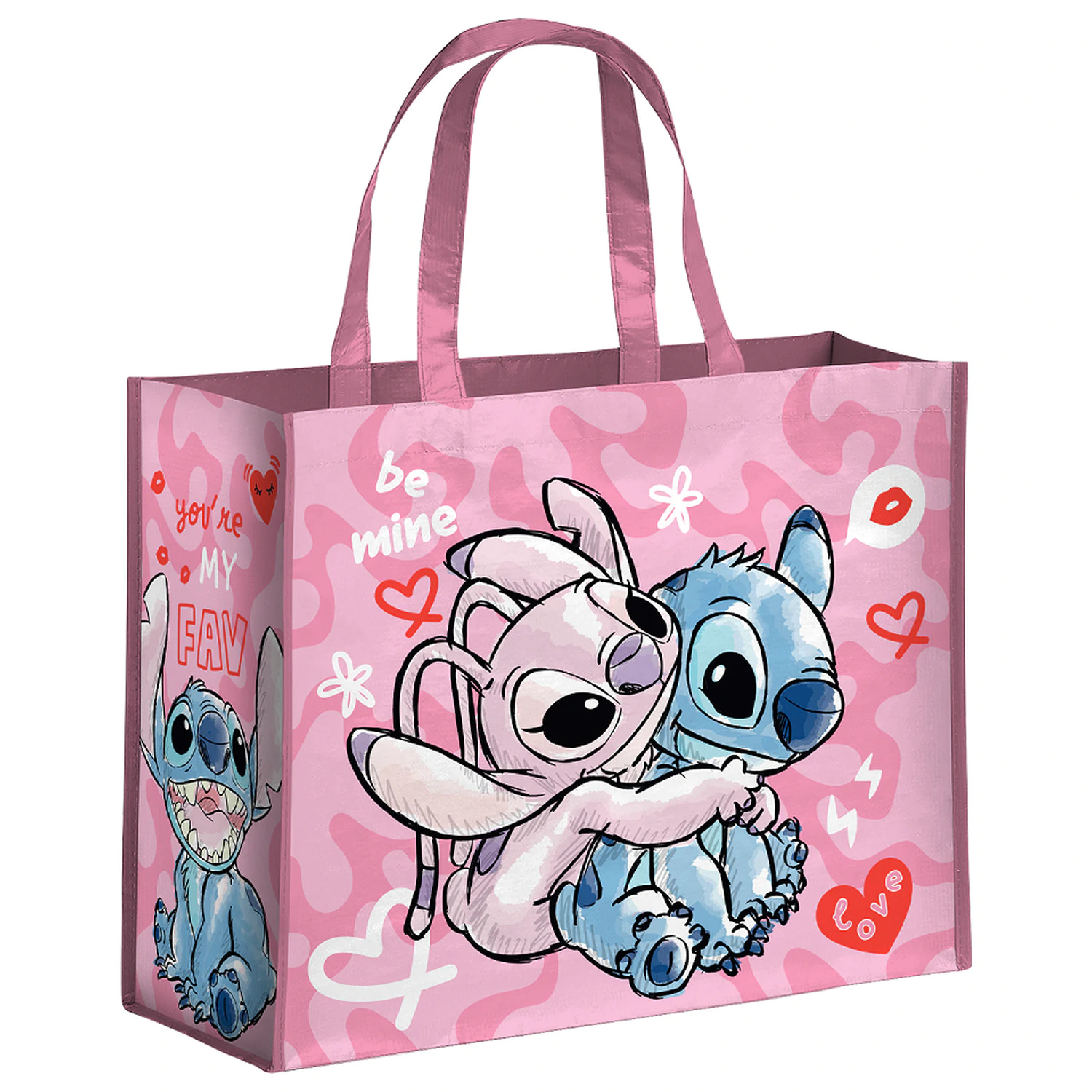 Stitch & Angel Růžová Nákupní taška fotografii produktu