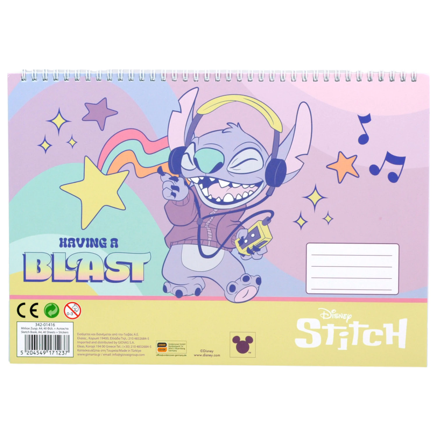 Stitch Blast A/4 spirálový skicák 40 listů se samolepkami fotografii produktu