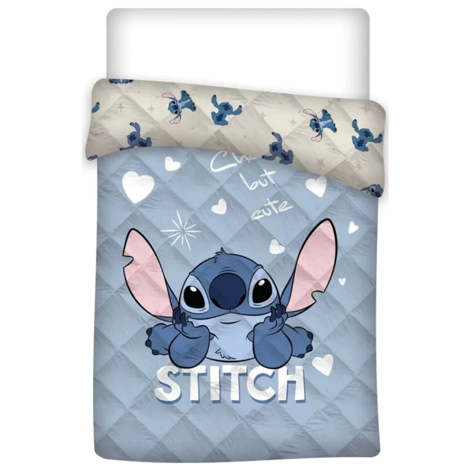 Lilo and Stitch Roztomilý modrý prošívaný přehoz na postel, přikrývka fotografii produktu