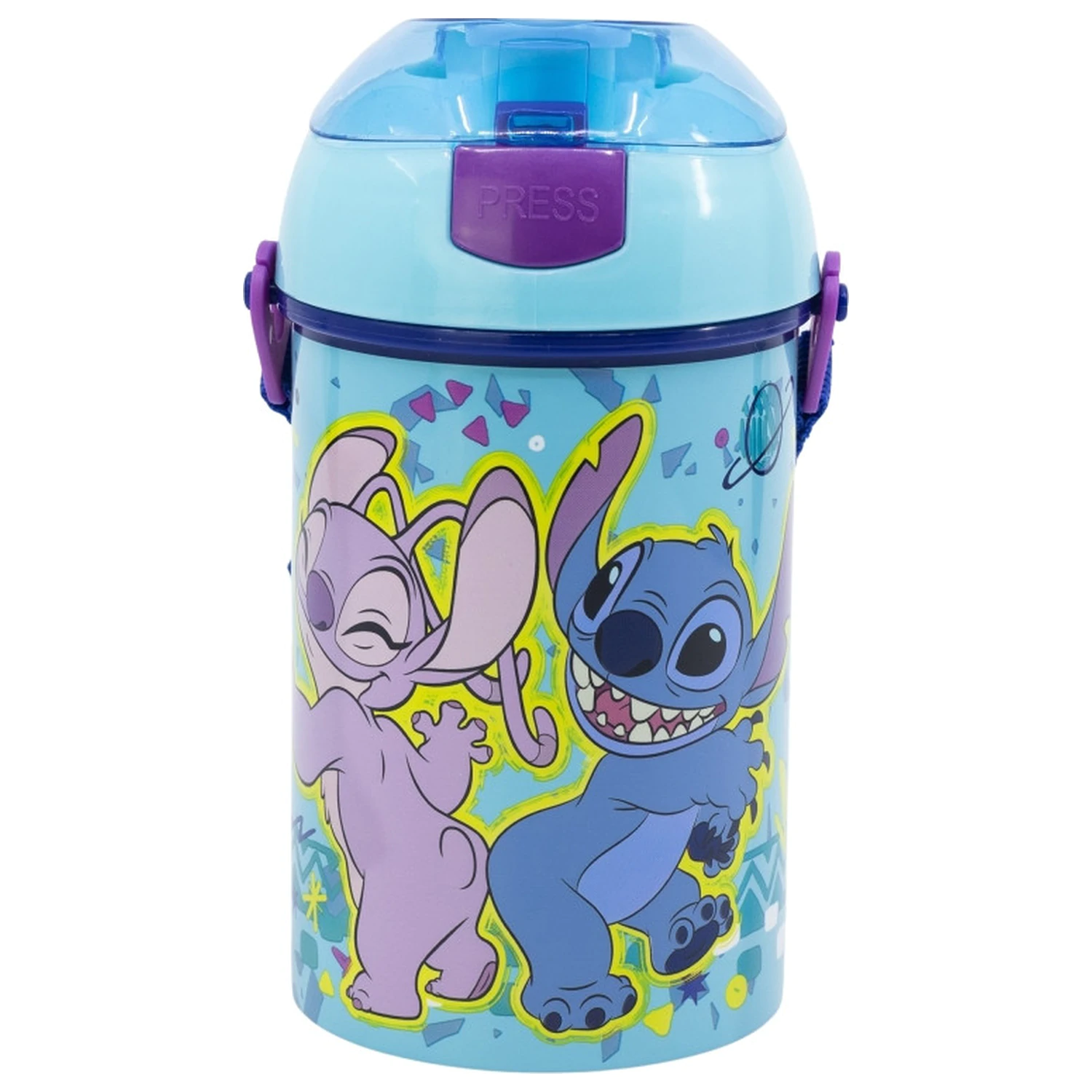 Stitch Dance plastová láhev na vodu s brčkem a závěsem 450 ml fotografii produktu