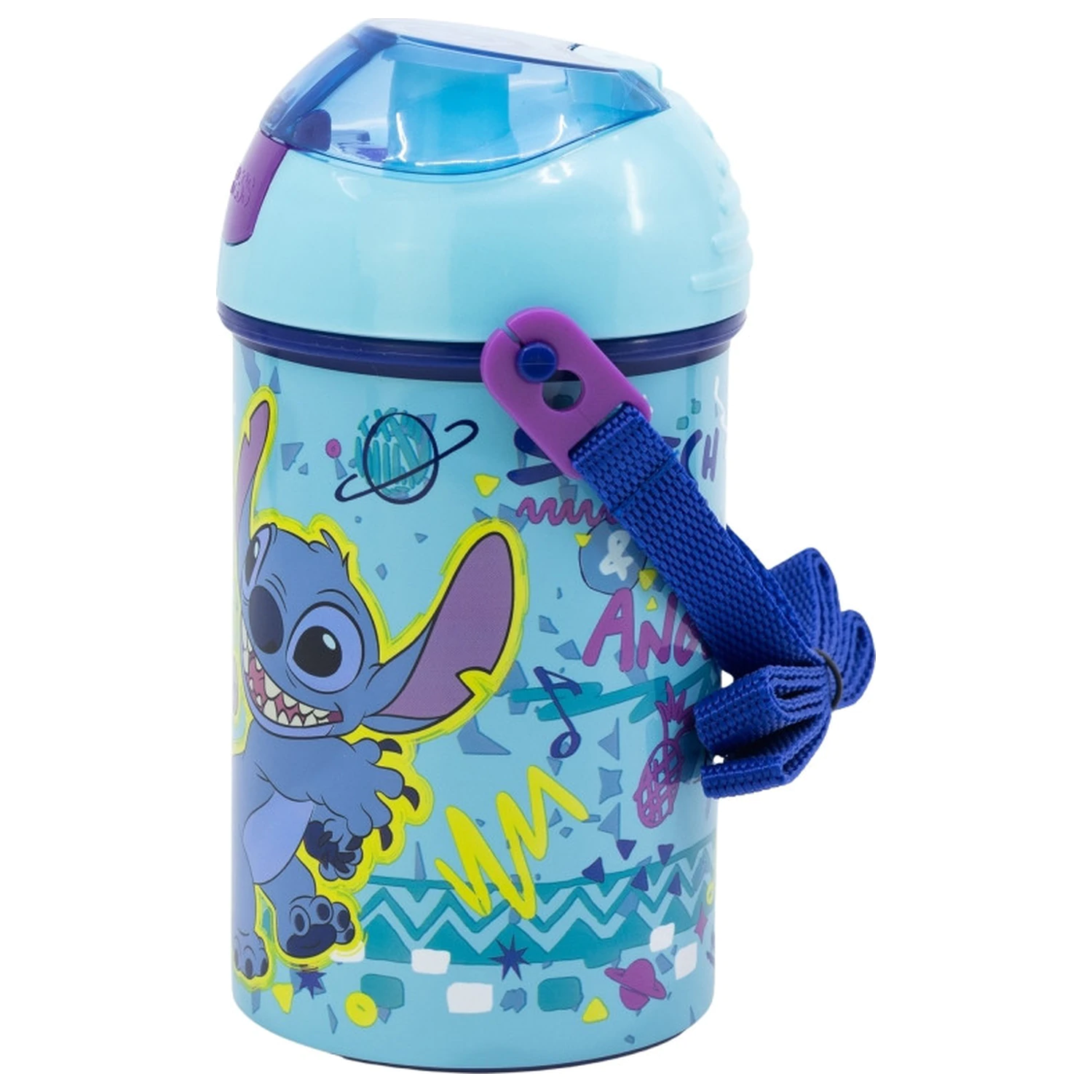 Stitch Dance plastová láhev na vodu s brčkem a závěsem 450 ml fotografii produktu