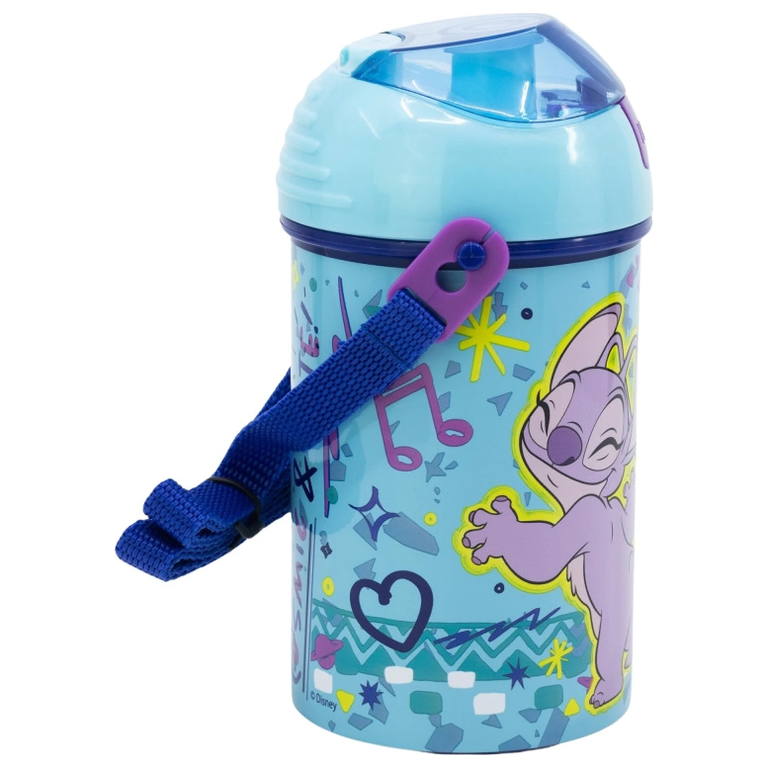 Stitch Dance plastová láhev na vodu s brčkem a závěsem 450 ml fotografii produktu