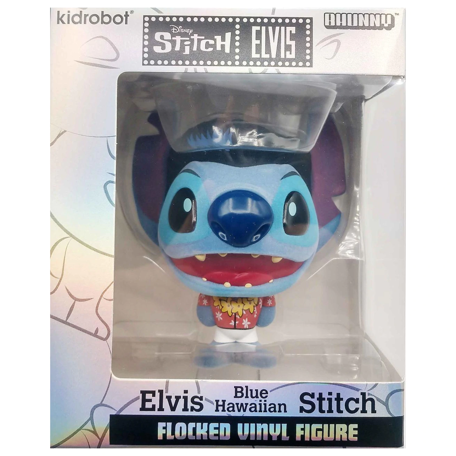 Stitch Elvis Blue Hawaiian Bhunny Flocked vinylová figurka fotografii produktu