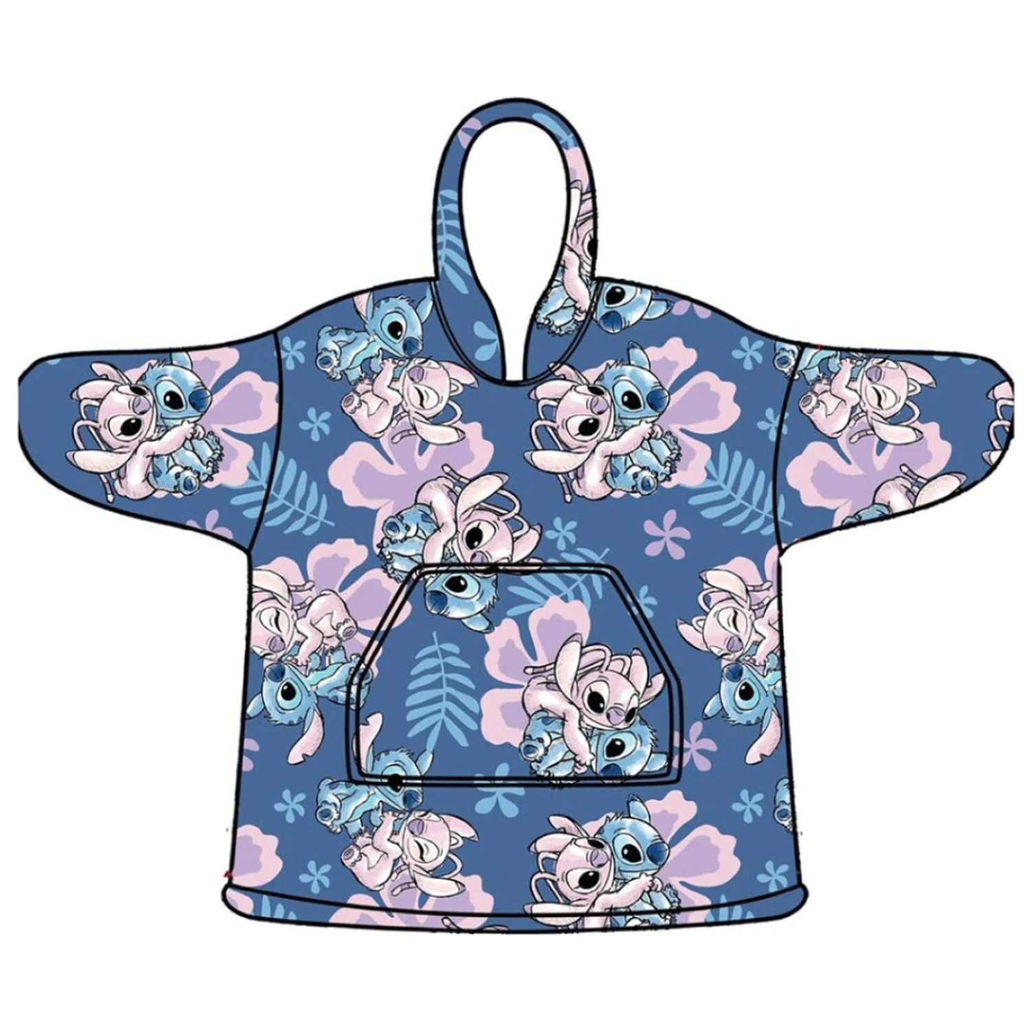 Stitch Hibiscus nazouvací plyšová flísová deka, pončo 3-6 let fotografii produktu