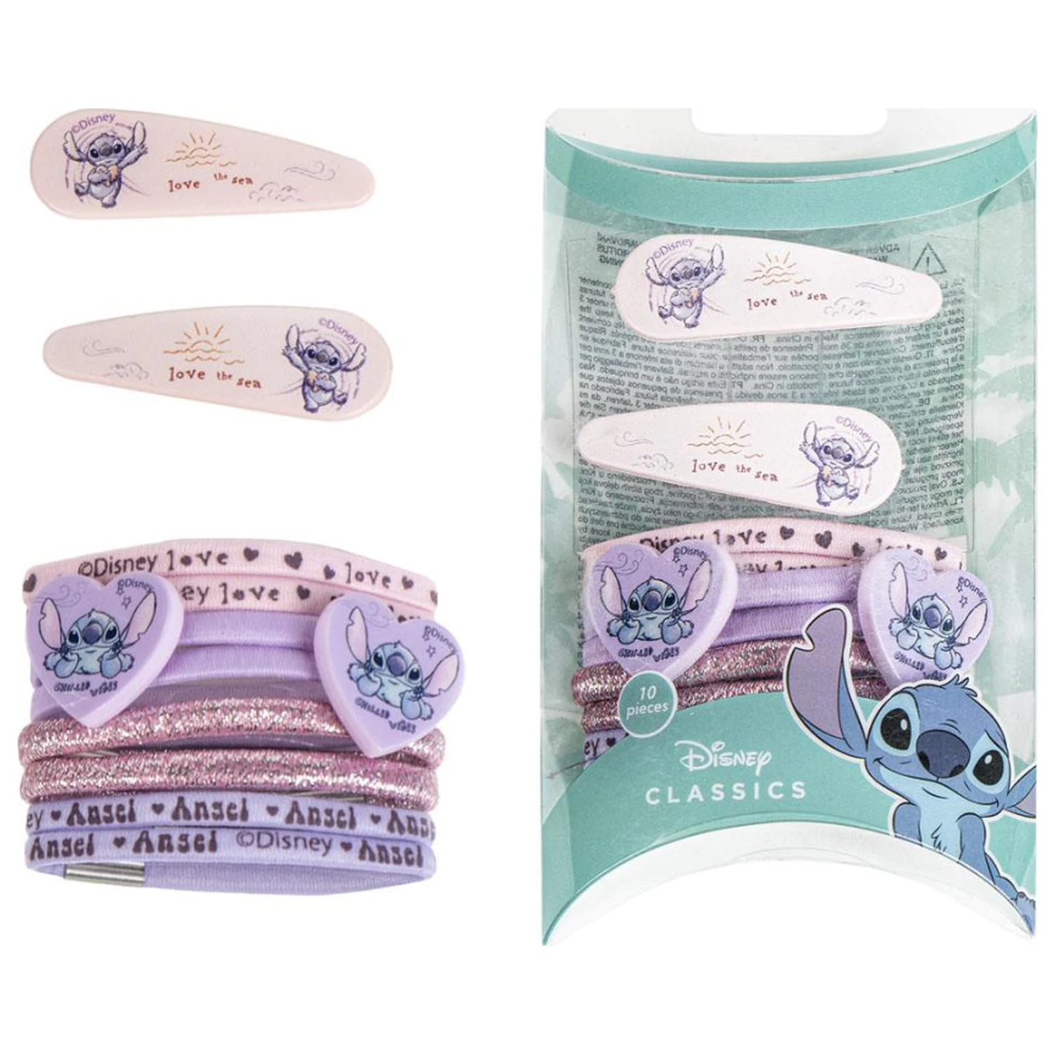Stitch Love the Sea sponka do vlasů, sada gumiček do vlasů v krabičce fotografii produktu