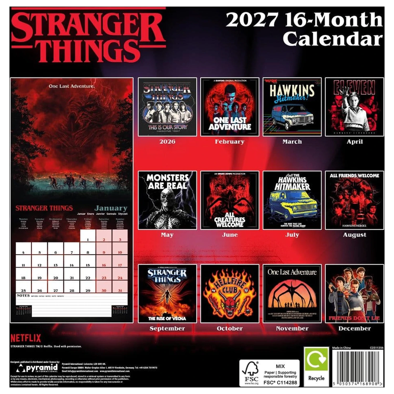 Stranger Things Kalendář 2027 30 x 30 cm fotografii produktu