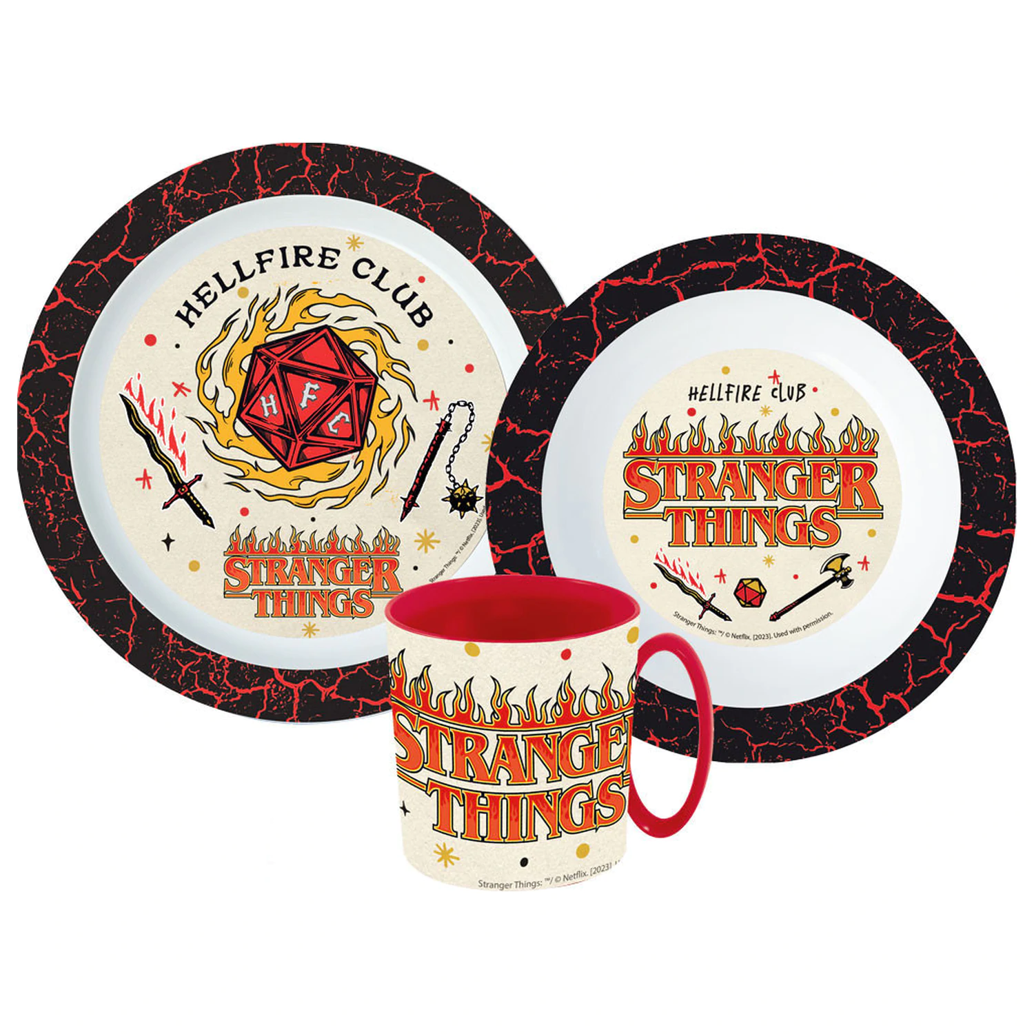 Stranger Things Upside Down jídelní sada, mikro plastová sada s hrnkem fotografii produktu
