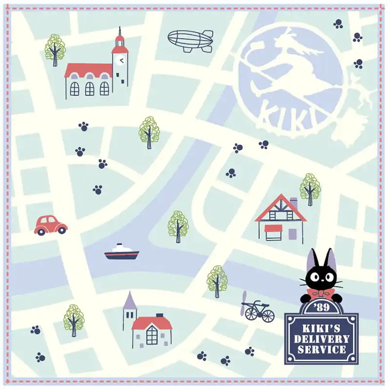 Studio Ghibli Mini Ručník Kiki's Delivery Service City Map 25 x 25 cm fotografii produktu