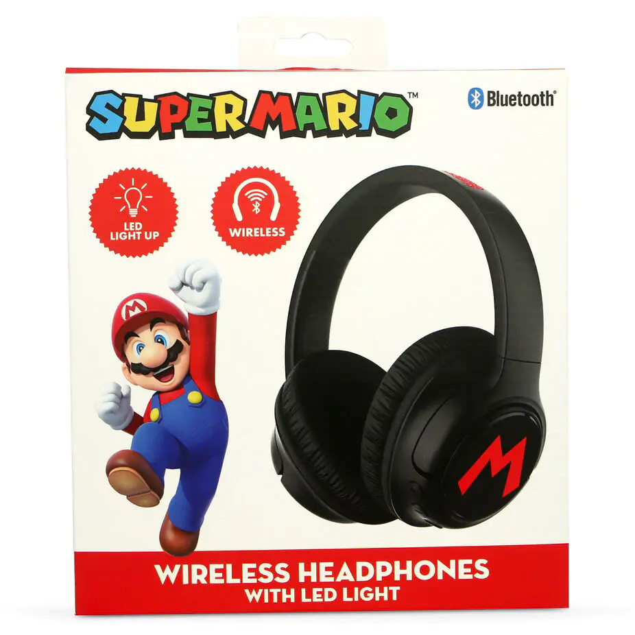 Super Mario Bros bezdrátová LED sluchátka fotografii produktu
