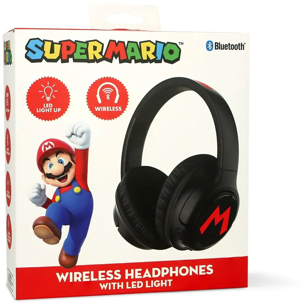 Super Mario Bros bezdrátová LED sluchátka fotografii produktu