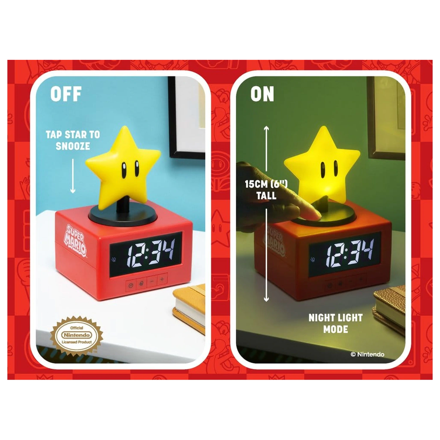 Super Mario Ikona Budík Super Star 15 cm fotografii produktu