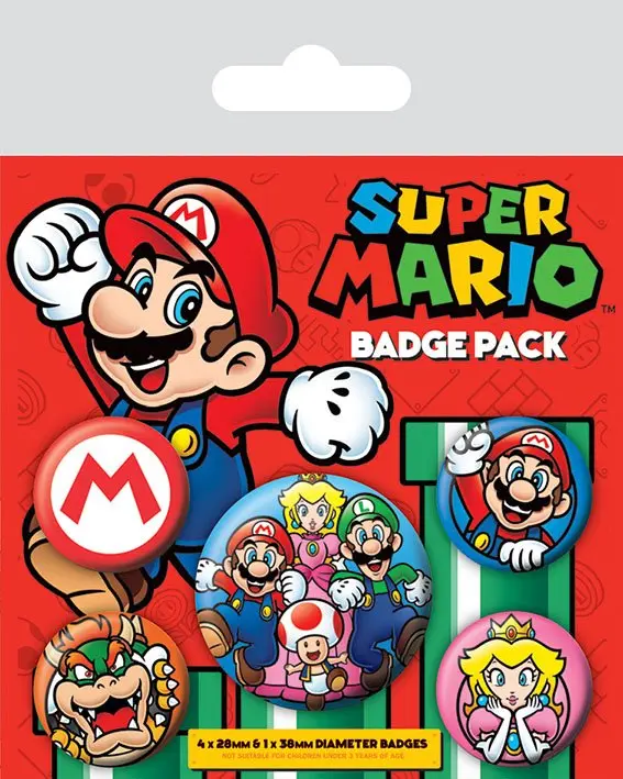 Super Mario Pin-Back Buttons 5kusové balení fotografii produktu