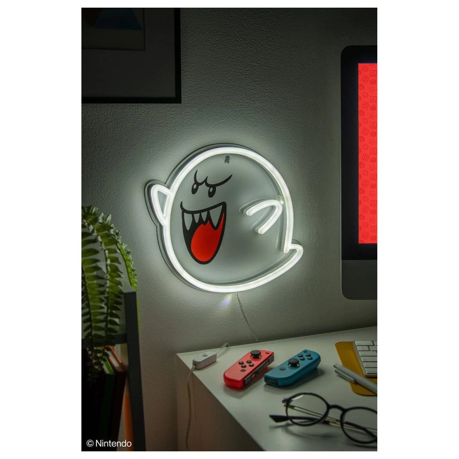Super Mario LED neonová nástěnná lampa Boo 23 x 23 cm fotografii produktu