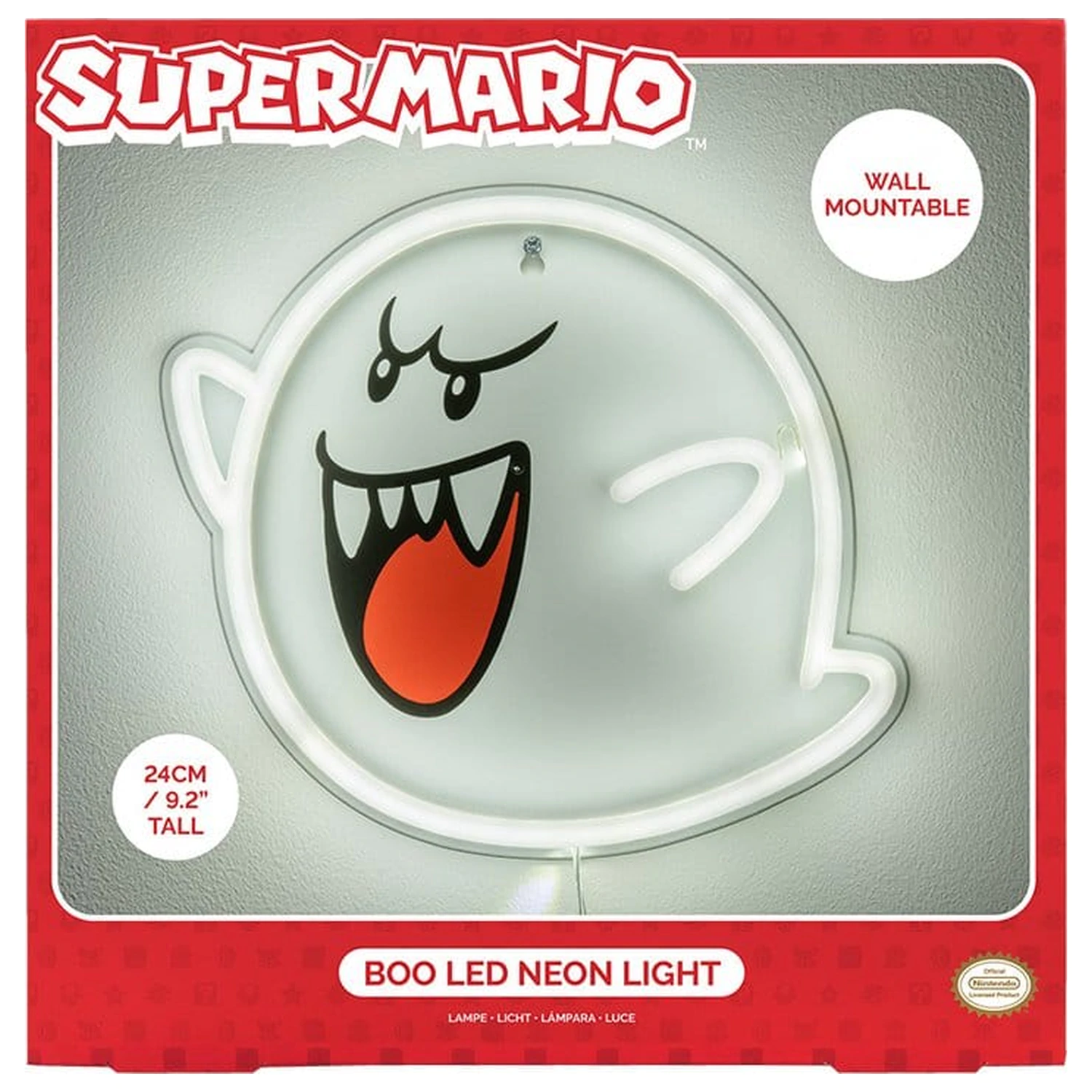 Super Mario LED neonová nástěnná lampa Boo 23 x 23 cm fotografii produktu
