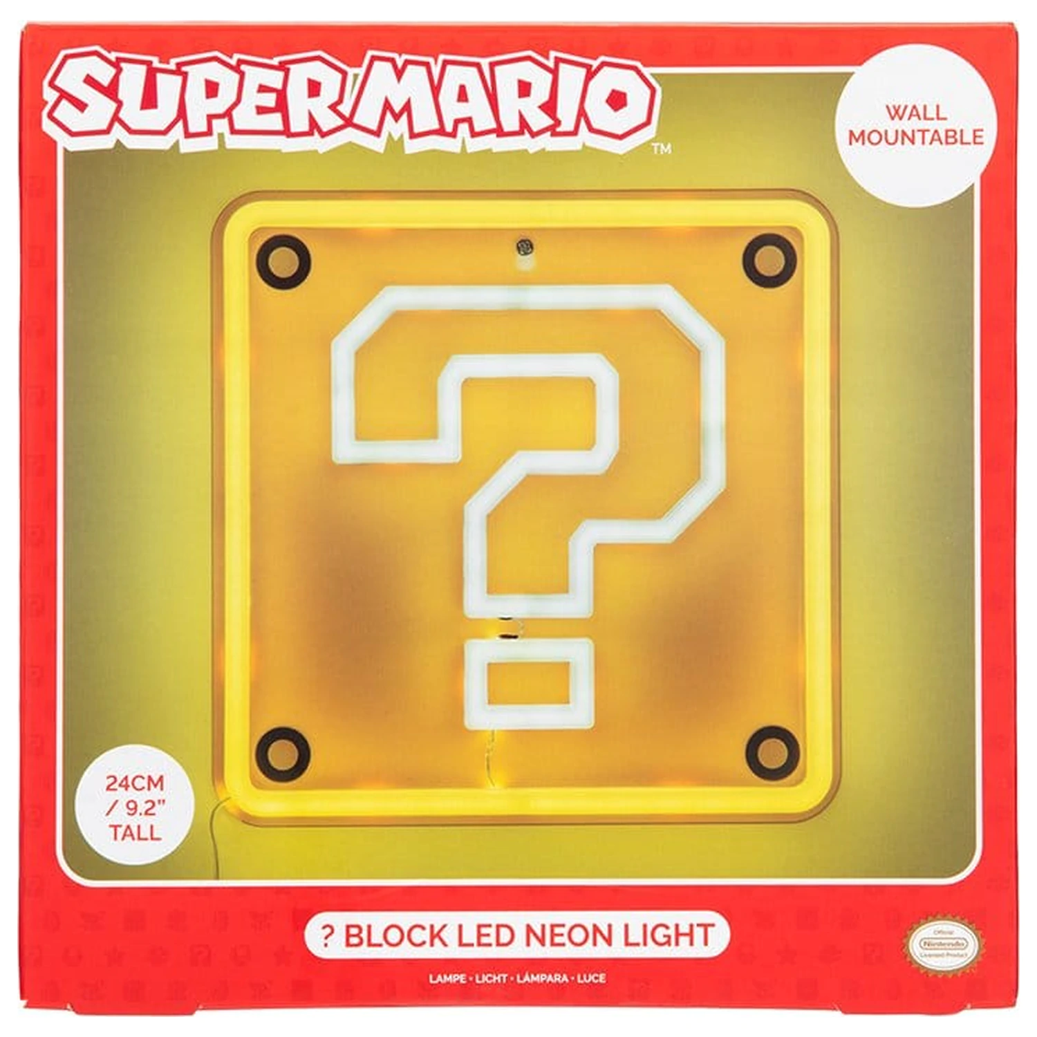 Super Mario LED Neonová nástěnná lampa Question Block 24 x 24 cm fotografii produktu