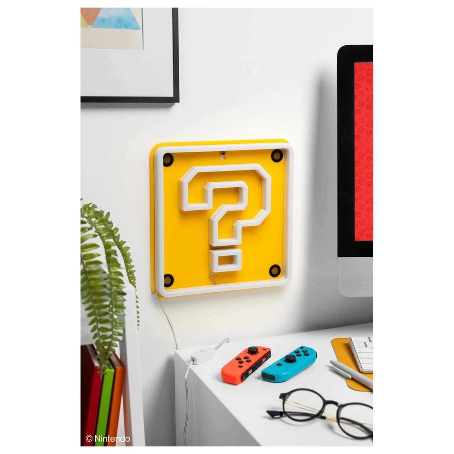 Super Mario LED Neonová nástěnná lampa Question Block 24 x 24 cm fotografii produktu