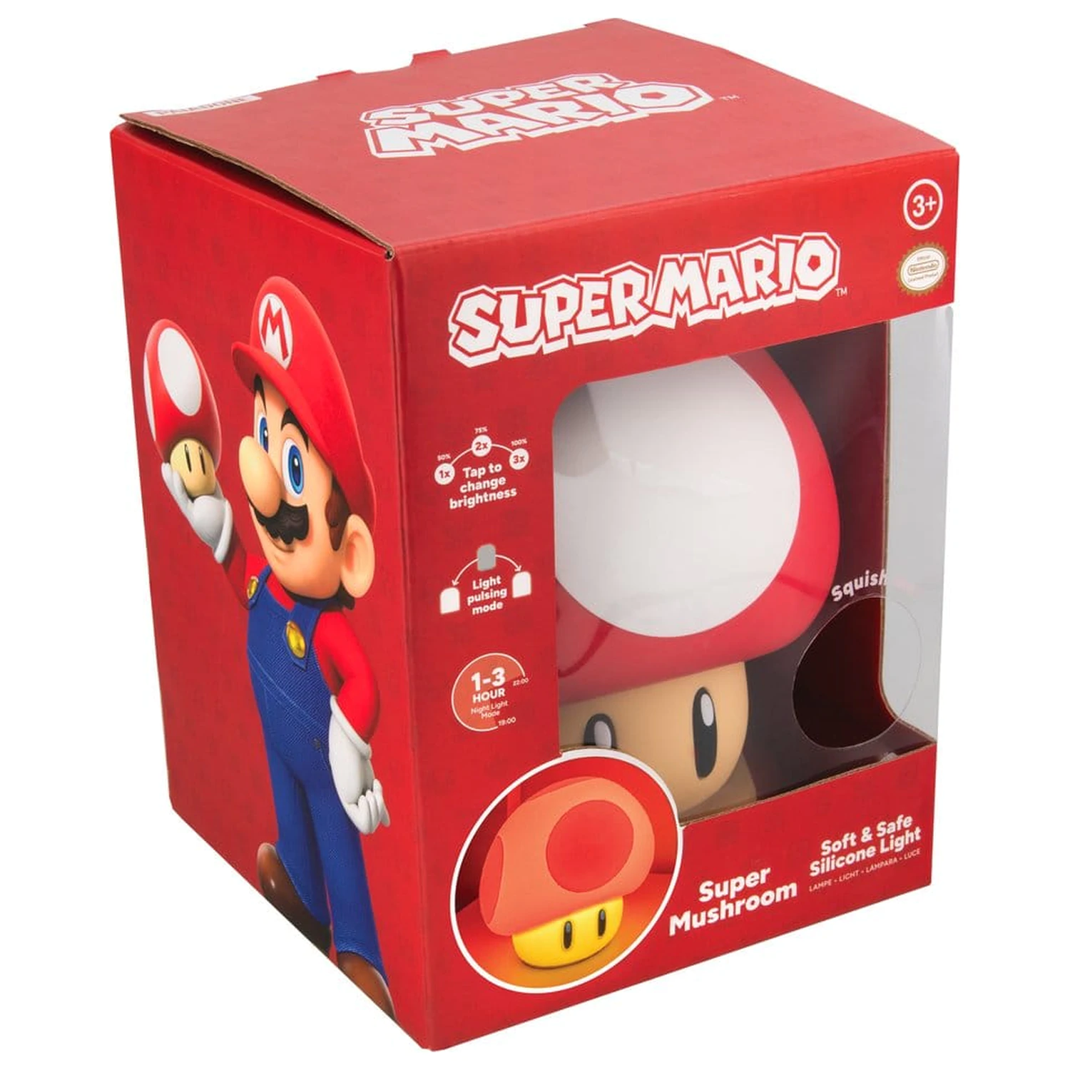 Super Mario SquishyGlo Silicon světlo Super Mushroom 15 cm fotografii produktu