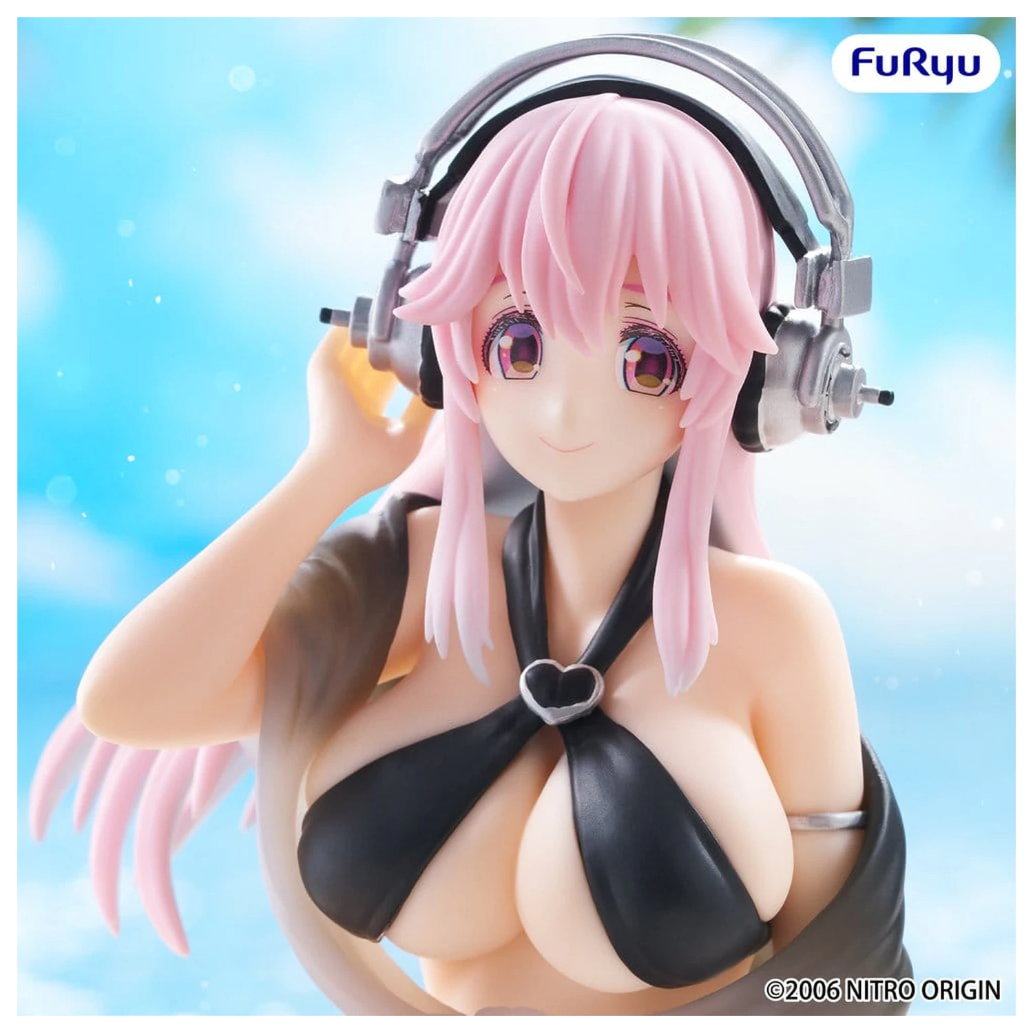 Super Sonico Noodle Stopper PVC socha Super Sonico Swimsuit Black Color Ver. 10 cm fotografii produktu