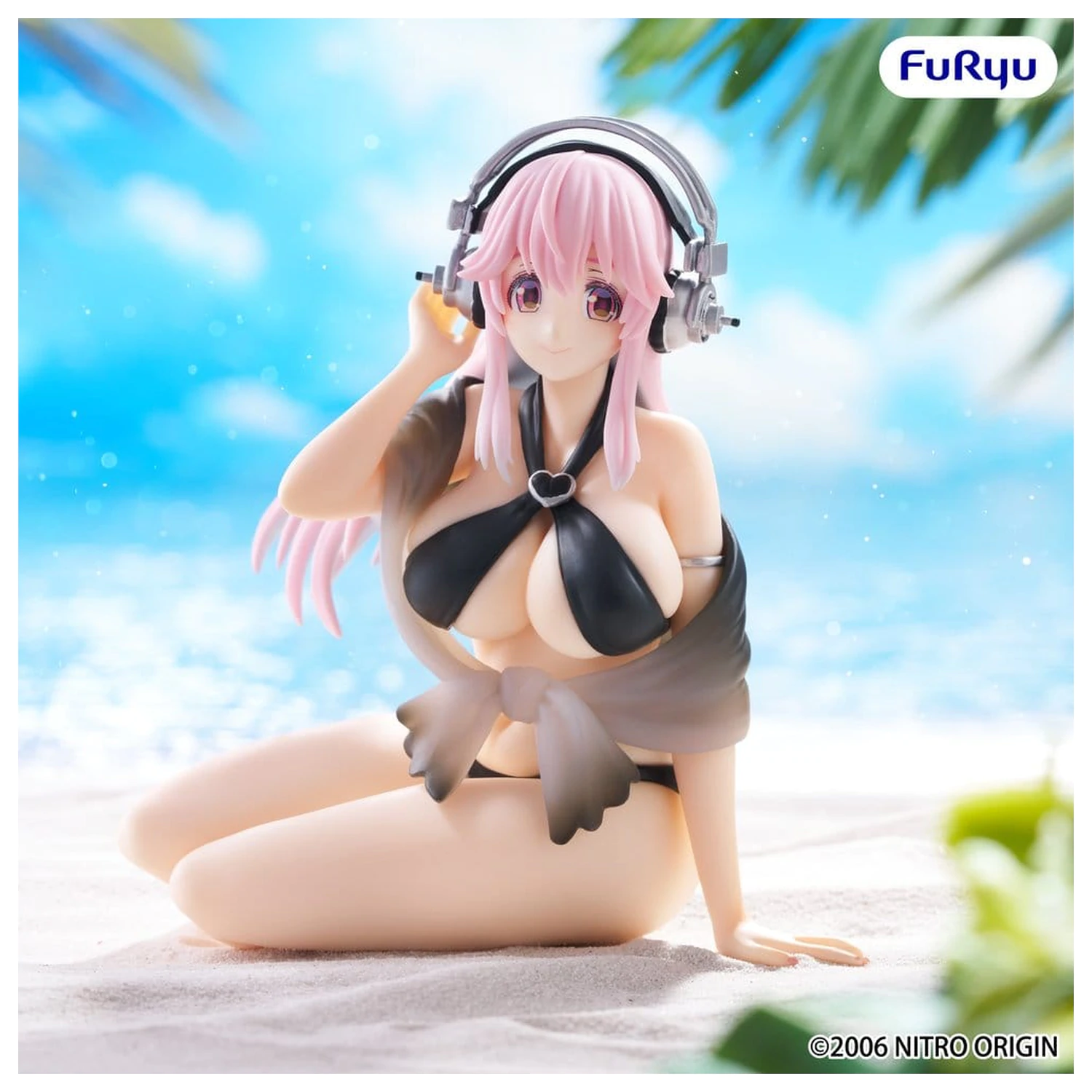 Super Sonico Noodle Stopper PVC socha Super Sonico Swimsuit Black Color Ver. 10 cm fotografii produktu