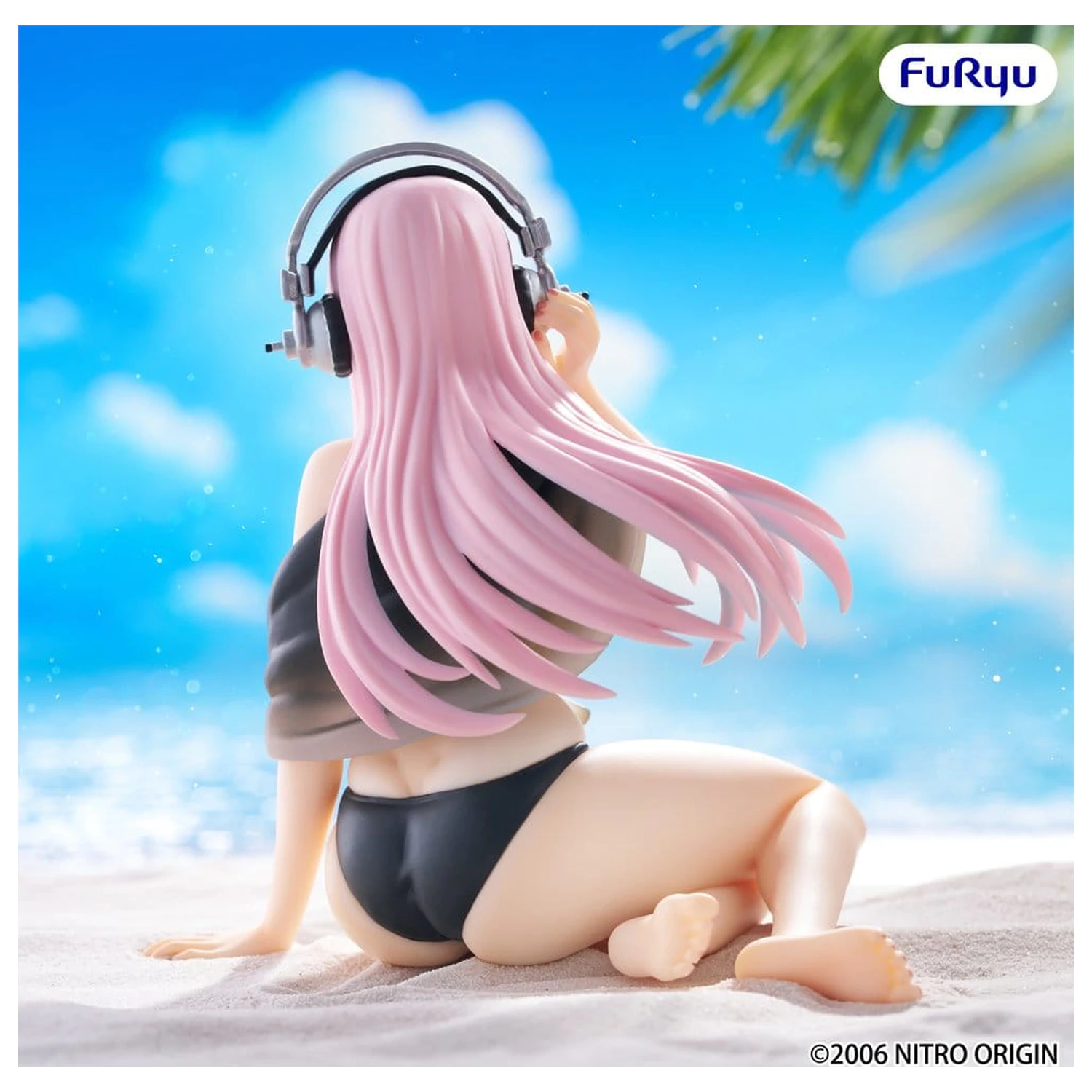 Super Sonico Noodle Stopper PVC socha Super Sonico Swimsuit Black Color Ver. 10 cm fotografii produktu