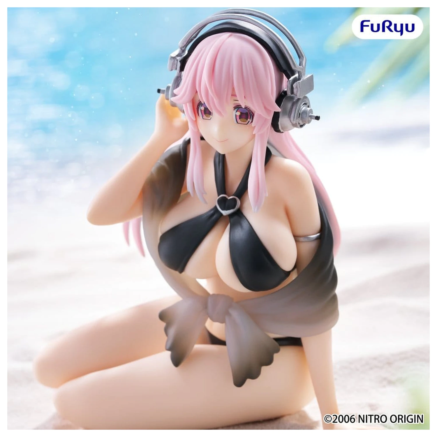 Super Sonico Noodle Stopper PVC socha Super Sonico Swimsuit Black Color Ver. 10 cm fotografii produktu