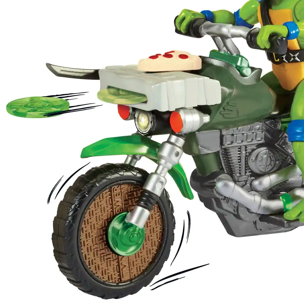 Teenage Mutant Ninja Turtles: Mutant Mayhem Drive N Kick akční figurka Leonardo a motocykl 11 cm fotografii produktu