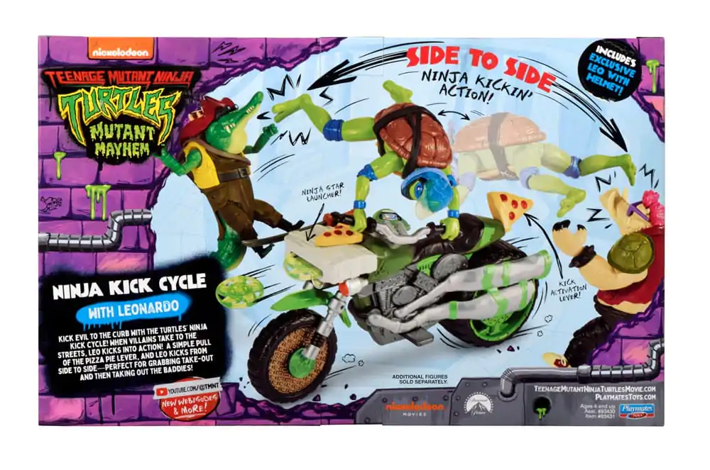 Teenage Mutant Ninja Turtles: Mutant Mayhem Drive N Kick akční figurka Leonardo a motocykl 11 cm fotografii produktu