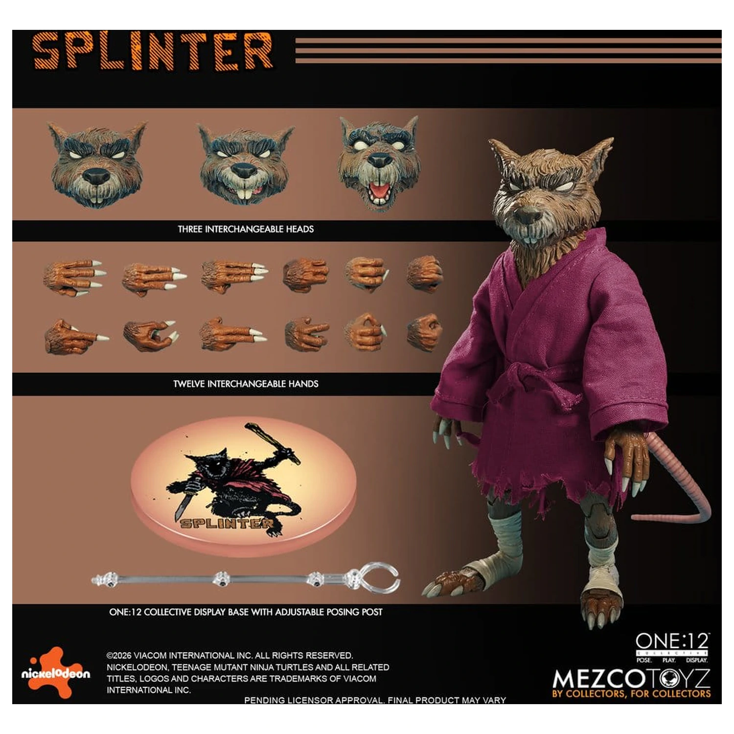 Teenage Mutant Ninja Turtles One:12 Collective akční figurka 1/12 Splinter 17 cm fotografii produktu