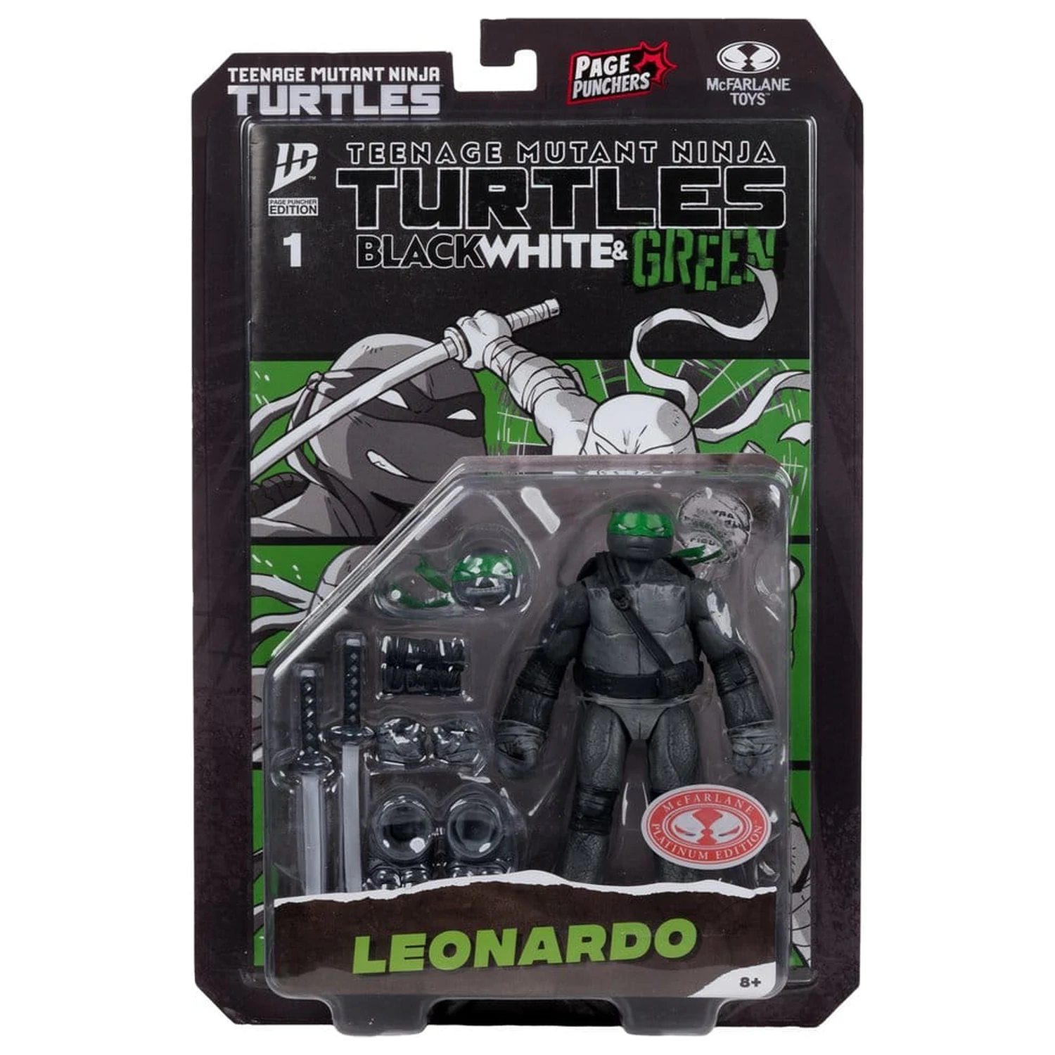 Teenage Mutant Ninja Turtles Page Punchers Akční figurka Leonardo (Černo-bílo-zelený) (Red Platinum Edition) 13 cm fotografii produktu